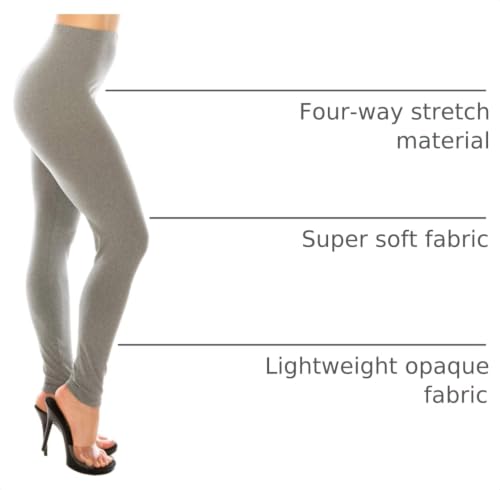 Image of Leggings Depot Women's High Waist Leggings Soft 1 inch Waistband Solid Pants - Regular, Plus, 1X3X, 3X5X
