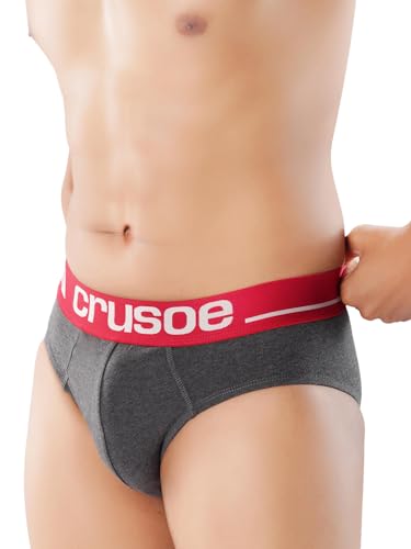 Image of CRUSOE Men's Antimicrobial Super Combed Cotton Fashion Brief - Pack of 2 | Breathable, Soft Stretch Fit Underwear | Tag-Free, Odor Control Innerwear