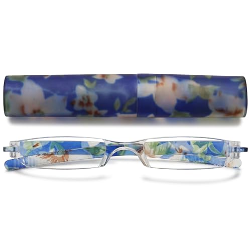 VEVESMUNDO Rimless Reading Glasses Women Retro Designer Readers with Floral Case (1 pcs Matt Orchid, +3.5)
