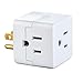 Flat Wall Plug Outlet Adapter, Multi Wall Outlet Extender Plug Splitter Assortment, Right Angle 90 Degree Adapter, Multiple Side Access Cube Adapter, Swivel Power Outlet, Color White (3-Pack).