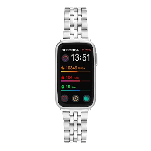 SEKONDA Track- Smartwatch, 26 mm, mit Armband aus Silberlegierung, 30279