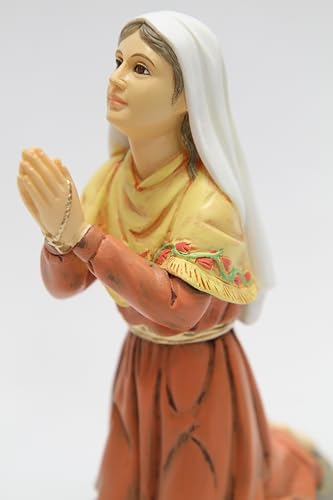 Estatua de San Bernadette de Lourdes en oración blanca miniatura 3