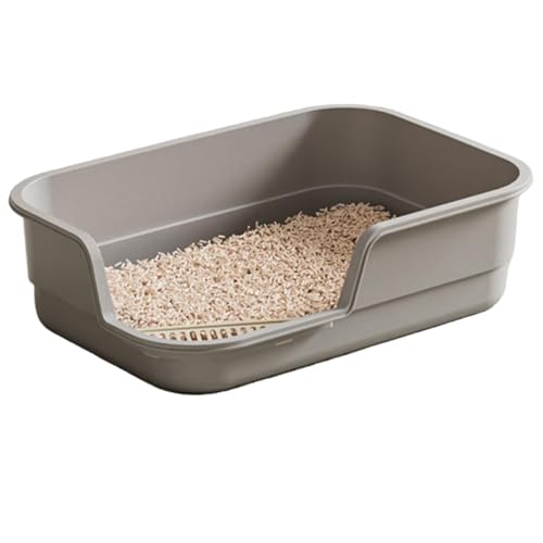Lettiera per gatti grande, antiaderente, resistente agli spruzzi, vassoio basso con paletta, 48 x 35 x 12 cm