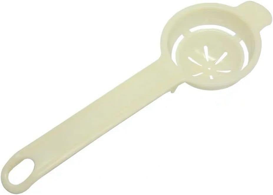 Beige Plastic Egg Separator, Egg Yolk White Separator with Long Handle, Quick and Easily Yolk White Filter Baking Tool, Creative Kitchen Accessories Easy to Clean