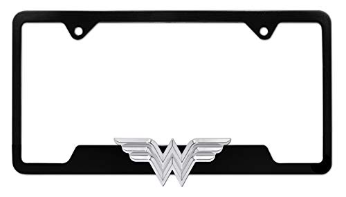Elektroplate Officially Licensed - DC Comics Wonder Woman Black All-Metal Open Corner Superhero Premium 3D License Plate Frame Tag Holder for Cars/SUVs/Trucks Weather-Proof Automotive Accessory