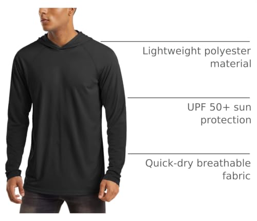 Image of MAGCOMSEN Men's Hooded UPF 50+ Sun Protection T Shirts Long Sleeve Athletic Fishing Shirts Rash Guards
