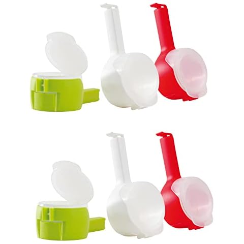 6 Stk. Beutelklammern mit Ausgießer und Aroma-Clip Verschlußklemme Beutelklammer Cover