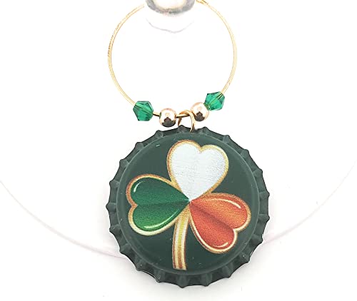 St. Patrick's Day Wine Charms, Irish Wine Charms, Irish Gifts, Shamrock And Leprechaun Wine Charm Glass Tag Identifier, Bottle Cap Wine Charms - 8 Wine Charms #TOP3