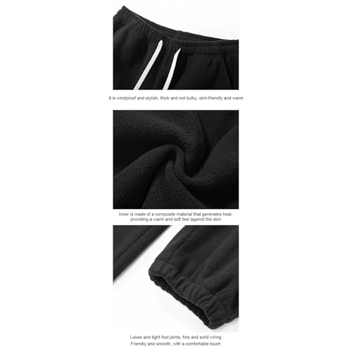 Mens Winter Fleece 2 Piece Sets Crewneck Long Sleeve Sweatshirt and Elastic Waist Pants Casual Solid Sweatsuits Outfit2