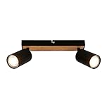 BRILONER - LED Ceiling Spotbar, 2 x GU10 max 9W, Adjustable Ceiling Spot Lights, Living Room, Kitchen Lights, Lamps for Bedroom, 25.5 cm, Black Wood