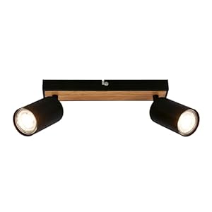 Plafonnier Orientable Design Bois et Noir BRILONER