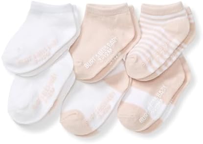 Burt's Bees Baby Organic Ankle & Crew Socks with Non-Slip Grips, 6-Pack