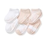 Burt's Bees Baby - Pack de 6 pares de calcetines para bebé con asas antideslizantes, 3-12 moiss