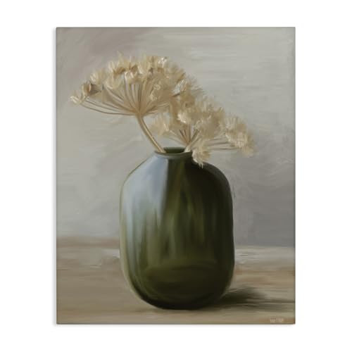 Dried Blooms in Green Vase Still Life, 30 x 40 Inch Canvas Wall Art