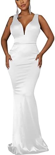 JTNFairy Womens Sexy Spaghetti Strap Ruffle Sleeveless Glitter Dresses Classy Pencil Curvy Shiny Long Flowy Formal Dress White