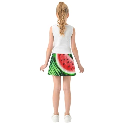 Joisal Tropical Vibrant Red Watermelons Tennis Skirts Toddler Outfit Athletic Shorts Girls Skorts Little Girl 4t4