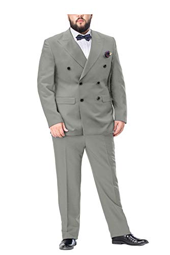 Men's 2 Piece Suit Double Breasted Big and Tall Tuxedo Suits Peak Lapel Wedding Tux Blazer Pants - Main Image