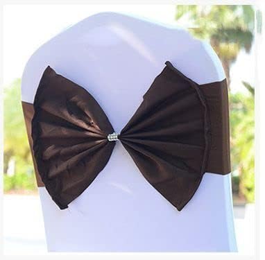 Wedding Chair Sash Decorative Elastic Chair Tie Large Ribbon for Wedding Party Event Hotel Home Chair Sash 1pc Purple (Deep Coffee)