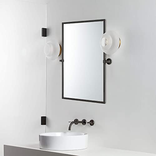 Image of TEHOME Pivot Tilting Bathroom Vanty Mirror Rectangle Oil Rubbed Bronze Metal Framed Beveled Wall Mirror, Overall 23.9 x 30 inches (Mirrror 20 x 30 inches)