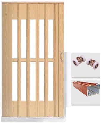 No-Drill Accordion Door with Lock - Folding Sliding for Bedroom, Laundry & Pantry - Waterproof Aluminum, Heat Insulation, Easy Install (59x80in)