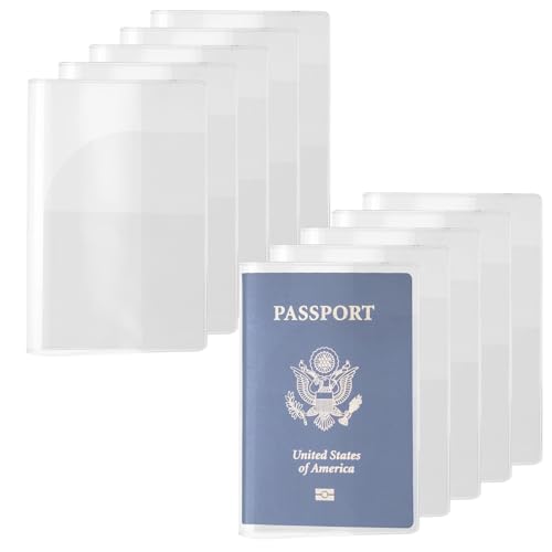 10 Pack Clear Passport Cover, Waterproof Passport Protector Transparent Plastic Passport Holder Vinyl ID Card Protector Travel Document Organizer
