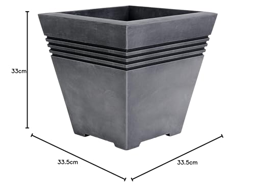 SQUARE MILANO PLANTER - PEWTER