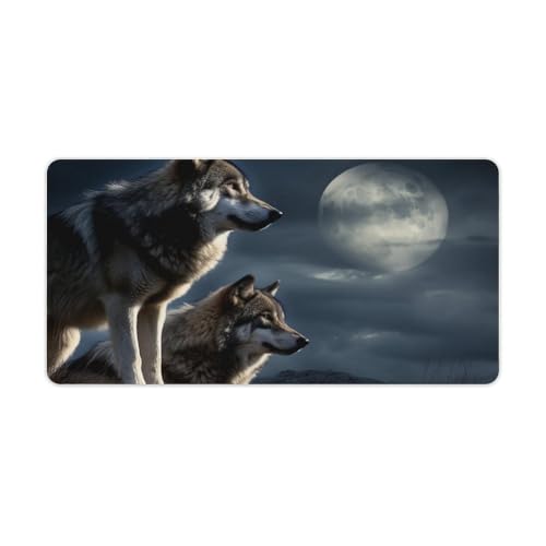 Night Wolves Desk Pad Large Desk Protector 24 x 12 pulgadas miniatura 1