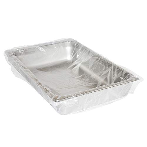 APQ Pack of 250 Steam Table Pan Liners with Twist Tie 24 x 17 for 1/2 Pan. Disposable Polyethylene Pan Liners 24x17. Poly Bun Pan Covers for Caterers, Cafeterias, Restaurants.