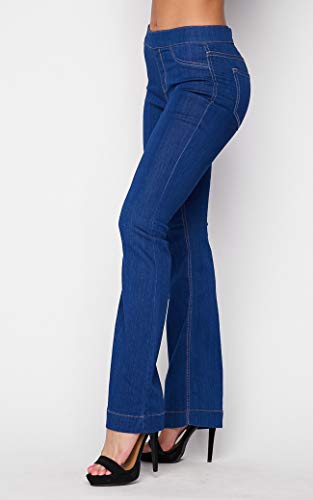 Cello Women's Juniors Mid Waist Skinny Fit Bootcut Pants (Small, Denim Blue) - Thumbnail 3
