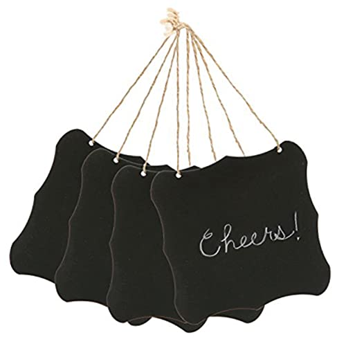 HOODANCOS Black Vintage Style Hanging Wooden Chalkboards Erasable Message Boards for Home Weddings Parties and Creative Displays Rustic