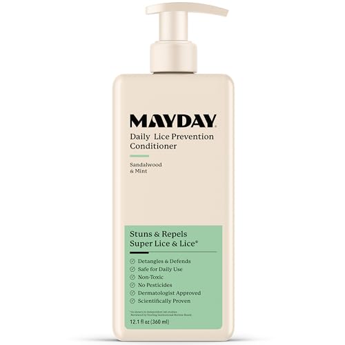Image of MAYDAY Daily Lice Prevention Conditioner, Non-Toxic, Sandalwood & Mint 12oz | Non-Toxic & Pesticide-Free, Scientifically Proven Lice, Super Lice Defense, Daily Use, Hair & Scalp Wellness Support