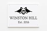 Custom Family Name Plaque – Personalized House Sign with Birds & Crest – Elegant Wall Mounted Address or Estate Plate – Outdoor Durable Metal Plaques (Established Year Option)(6
