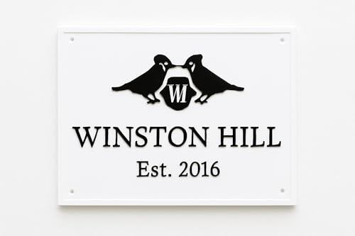 Custom Family Name Plaque – Personalized House Sign with Birds & Crest – Elegant Wall Mounted Address or Estate Plate – Outdoor Durable Metal Plaques (Established Year Option)(6