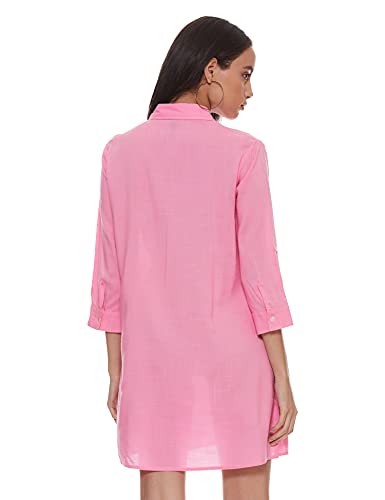 Image of EASYBUY Women's Rayon A-Line Below The Knee Casual Dress (SU21SR12LW Pink S)