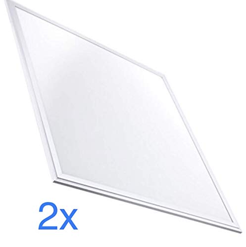 Lot 2x Panneau LED 60 x 60 cm, 40 W, 3200 lumens. Couleur blanc neutre (4500K). Driver inclus, 595x595x8mm.