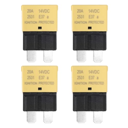 sourcing map Automotive Rücksetzbare Sicherung, 14V DC 20A E37 Low Profile ATC/ATO Automotive Blade Circuit Breaker Reset Sicherungen für Auto, LKW, Wohnmobil, SUV, Marine, Boot,...