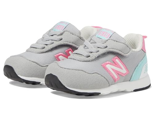 New Balance Kid's 515 V1 New-B Hook & Loop Sneaker, Rain Cloud/Reflection/Signal Pink, 5.5 M Toddler