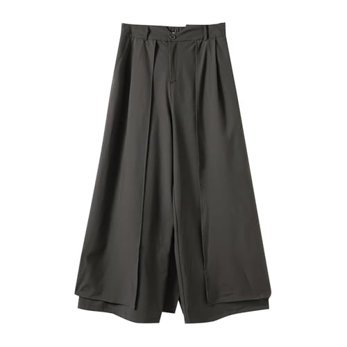 MaNMaNing Pantalon Japonais Homme Coupe Large Unie Asymétrique Jupe-Culotte. Pantalon Homme. Jean Large. De Ville.