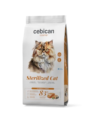 CEBICAN Sterilized Cat – Pienso para Gatos Esterilizados con Salmón – Comida para Gatos Alta en Proteína para Cuidado del Peso, Pelaje Saludable y Fácil Digestión – 83% Proteína Animal - 1,5kg