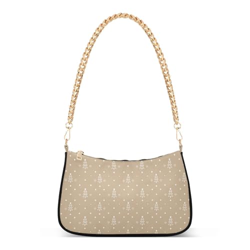 Sac à main à bandoulière femme tendance motif arbre de Noël marron blanc minimaliste chic