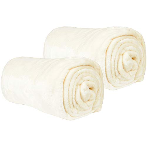 Bestgoodies Kuscheldecke im 2er Pack Wohndecke - extra weich - hochwertige Microfaser Flauschdecke, 130 x 170 cm - Champagner