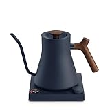 Fellow Stagg EKG Pro Electric Gooseneck Kettle - Pour-Over Coffee and Tea, Quick Heating, Precise Temperature Control, Scheduling, Built-in Brew Timer, Stone Blue with Walnut Wood Handle, 0.9 Liter