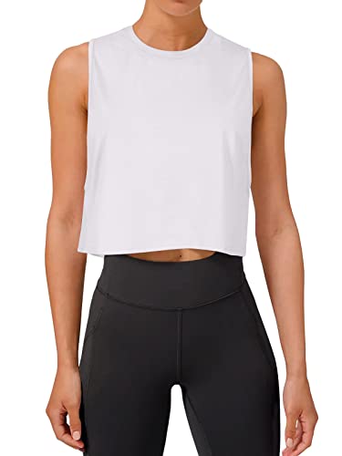 REORIA Damen Crop Tops Workout Tops Lose Ärmellose Cropped Muscle Tank...