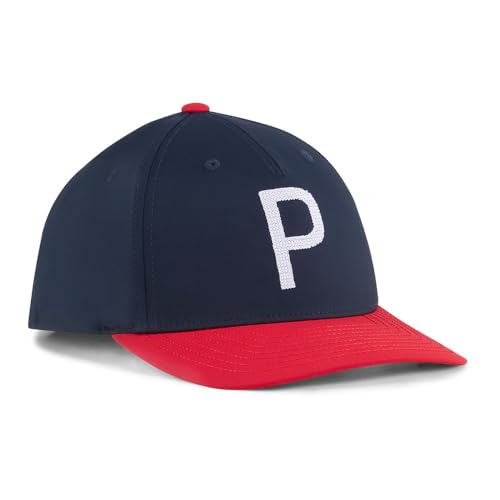 Casquette Puma Golf Crafted P aux finitions soignées bleu marine et pourpre