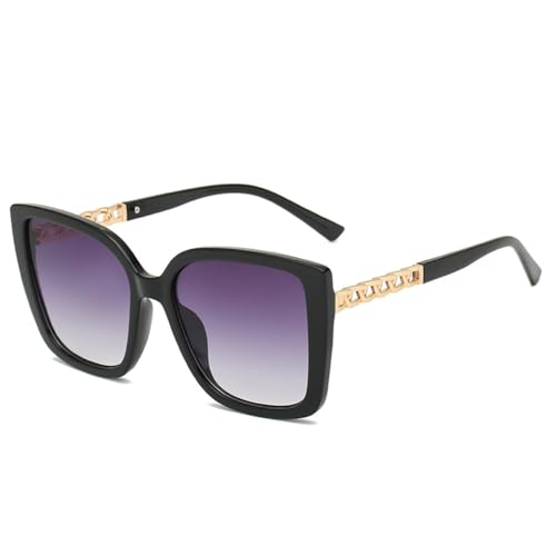 Lunettes de soleil carrées noires surdimensionnées vintage pour femme LVTFCO