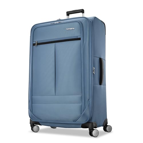 Samsonite Soft-Sided 29-Inch Lightweight Large Checked Expandable Element Suitcase: Durable 360 Spinner Wheels Adjustable Telescopic Handle 2 Front & 1 Side Pocket- Captains Blue