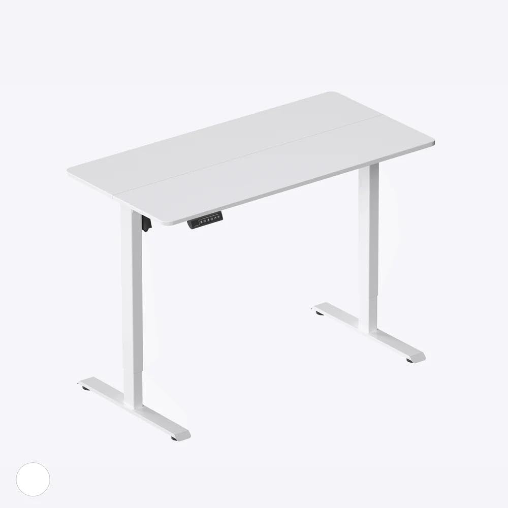 DeerRun BA05 Standing Desk in a living room setting, showcasing its adjustable height and mobile design.