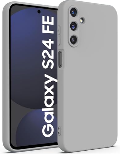 Image of DIZORO Microfiber Candy Case Compatible for Samsung S24 fe Smooth Touch Cushion Liquid Soft Silicone Gel Rubber Phone Cases Non-Slip Full Body Protective Shockproof Back Cover - Titanium