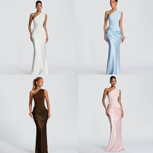 Robe longue à épaules dénudées en satin pour briller lors d'un cocktail formel - 7