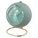 Lecreatekit Sveglia silenziosa con luce notturna luminosa, orologio da comodino in metallo per studenti, display di facile lettura, funzionamento silenzioso per camera da letto e ufficio, bianco